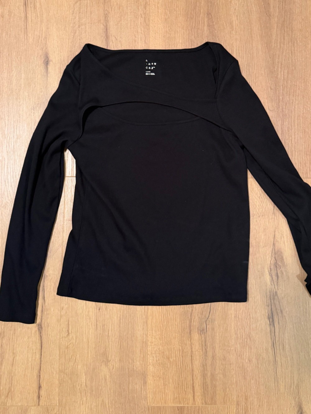 a new day Black Long Sleeve Cutout Front Top